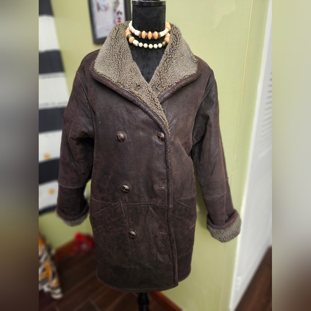 Jones NY Brown Shearling Reversible Leather COAT